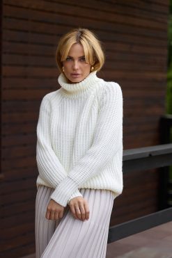 Chunky Knit Wool Sweater Casual Turtleneck Mohair Loose