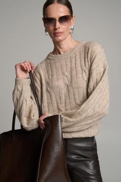 Oversized Cable Knit Sweater Alpaca Wool Pullover Cozy